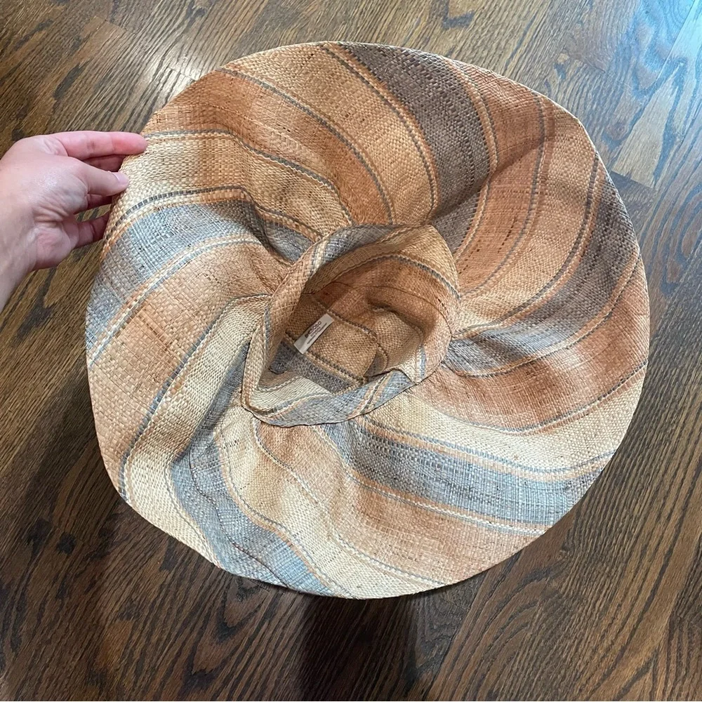 SHEBOBO Monica Wide Brim Multicolor Stripe Pattern Packable Straw Sun Hat_6